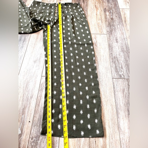 🛍️NWT Wide leg olive green with white elastic waist comfy pants Size 14 - Picture 6 of 11